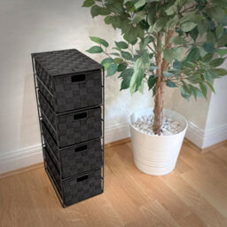 Ehc Woven 4 Drawer Storage Unit Cabinet For Bathroom, Bedroom - Black - thumbnail 3