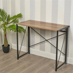 Oak-Rectangle Wooden Folding Table Steel Legs Computer Work Office Desk - thumbnail 5