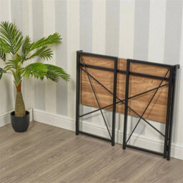 Oak-Rectangle Wooden Folding Table Steel Legs Computer Work Office Desk - thumbnail 4