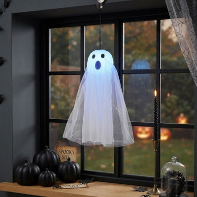 Garden Greatness Hanging Light Up Spooky Ghost Decor - image 1