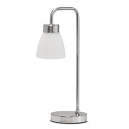 Lighting Supermarket Arch Satin Silver Vintage Industrial Table Lamp With Jasmin Opal Glass Shade - thumbnail 1