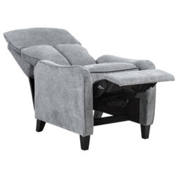 Beliani Recliner Chair Royston With Footrest Fabric Grey - thumbnail 4