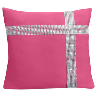 Velosso Stunning Design Embellished Cushion, Zip Closure, Machine Washable - Luxurious Style Accent For Modern Home Decor - Fuschia