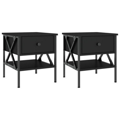 Berkfield Industrial Bedside Tables 2 Pcs Black 40X42X45 Cm Engineered Wood - image 1