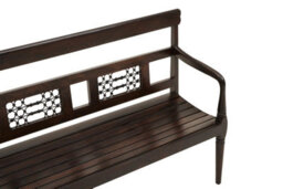 Orsina Dark Sheesham Wood Bench, Vintage-Style Wooden Seat With Intricate Iron-Detail Back, Entryway Seating - thumbnail 6