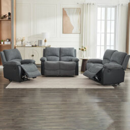 Electric Reclining Sofa Set, Corduroy Fabric Recliner Sectional Sofa Suite - 1+2+2 Sofa Set - thumbnail 1