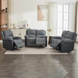 Electric Reclining Sofa Set, Corduroy Fabric Recliner Sectional Sofa Suite - 1+2+2 Sofa Set - thumbnail 5