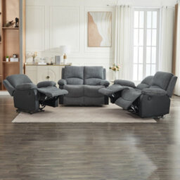Electric Reclining Sofa Set, Corduroy Fabric Recliner Sectional Sofa Suite - 1+2+2 Sofa Set - thumbnail 3