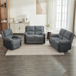 Electric Reclining Sofa Set, Corduroy Fabric Recliner Sectional Sofa Suite - 1+2+2 Sofa Set - thumbnail 6