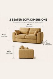 Loft Home Elara Warm Ochre Wide 2 Seater Fabric Sofa - thumbnail 3