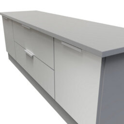 Poole 2 Door 2 Drawer Superwide Tv Unit In Uniform Grey Gloss & Dusk Grey (Ready Assembled) - thumbnail 5