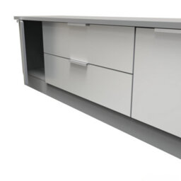 Poole 2 Door 2 Drawer Superwide Tv Unit In Uniform Grey Gloss & Dusk Grey (Ready Assembled) - thumbnail 7