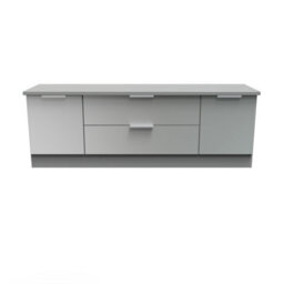 Poole 2 Door 2 Drawer Superwide Tv Unit In Uniform Grey Gloss & Dusk Grey (Ready Assembled) - thumbnail 2