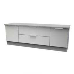 Poole 2 Door 2 Drawer Superwide Tv Unit In Uniform Grey Gloss & Dusk Grey (Ready Assembled) - thumbnail 4