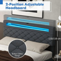 King Size Bed Frame W/ Led Lights & Charging Station - thumbnail 6