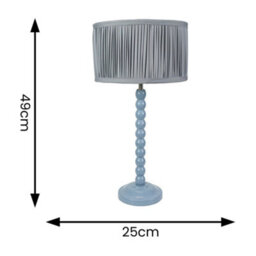 Valuelights Bobbins Powder Blue Table Lamp With Ruched Pleated Powder Blue Drum Lamp Shade And Led Bulb - thumbnail 4