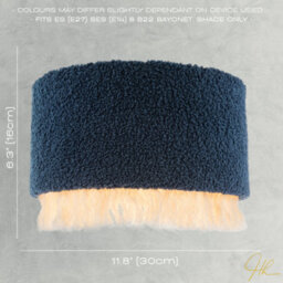 Happy Homewares Midnight Blue Wool Lamp Shade With Ivory White Hanging Fabric Tassels - thumbnail 6