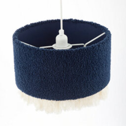 Happy Homewares Midnight Blue Wool Lamp Shade With Ivory White Hanging Fabric Tassels - thumbnail 5