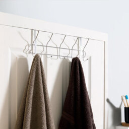 OHS Over Door 10 Hook Hanging Storage Coat Jacket Towel Rack Closet Organiser Silver - thumbnail 3
