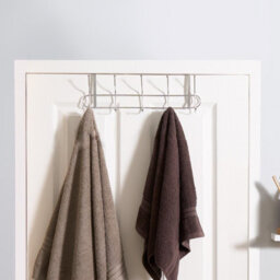 OHS Over Door 10 Hook Hanging Storage Coat Jacket Towel Rack Closet Organiser Silver - thumbnail 5