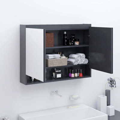 Berkfield Bathroom Mirror Cabinet 80X15X60 Cm Mdf Grey - image 1