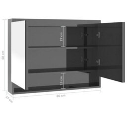 Berkfield Bathroom Mirror Cabinet 80X15X60 Cm Mdf Grey - thumbnail 8