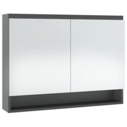Berkfield Bathroom Mirror Cabinet 80X15X60 Cm Mdf Grey - thumbnail 4