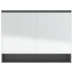 Berkfield Bathroom Mirror Cabinet 80X15X60 Cm Mdf Grey - thumbnail 5