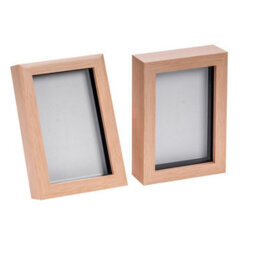 "Nicola Spring 4 X 6"" Photo Frames - Light Wood - 3D Photo Frame Picture Frame Box Portrait Display Case (17.5 X 12.5Cm) Set Of 2" - thumbnail 1