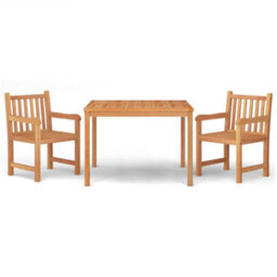 Berkfield 3 Piece Garden Dining Set Solid Wood Teak - thumbnail 2