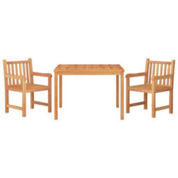 Berkfield 3 Piece Garden Dining Set Solid Wood Teak - thumbnail 3