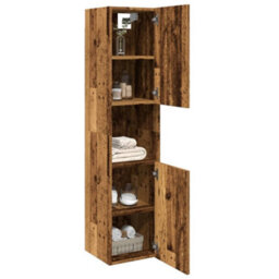 Berkfield Bathroom Hanging Cabinet Old Wood 30X30X130 Cm Engineered Wood - thumbnail 3