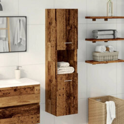 Berkfield Bathroom Hanging Cabinet Old Wood 30X30X130 Cm Engineered Wood - thumbnail 2