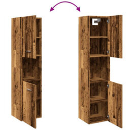 Berkfield Bathroom Hanging Cabinet Old Wood 30X30X130 Cm Engineered Wood - thumbnail 8