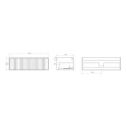 Banyetti Linea Matt White Ribbed Wall Hung Vanity Unit 1000mm X 460mm - thumbnail 5