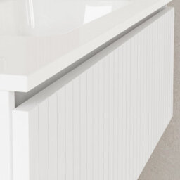 Banyetti Linea Matt White Ribbed Wall Hung Vanity Unit 1000mm X 460mm - thumbnail 2