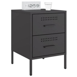 Berkfield Bedside Cabinet Black 36X39X50.5 Cm Steel - thumbnail 4