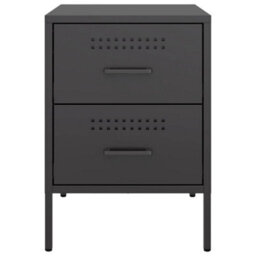 Berkfield Bedside Cabinet Black 36X39X50.5 Cm Steel - thumbnail 6