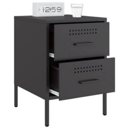 Berkfield Bedside Cabinet Black 36X39X50.5 Cm Steel - thumbnail 5