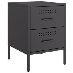 Berkfield Bedside Cabinet Black 36X39X50.5 Cm Steel - thumbnail 2