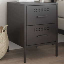 Berkfield Bedside Cabinet Black 36X39X50.5 Cm Steel - thumbnail 1