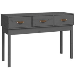 Berkfield Console Table Grey 114X40X75 Cm Solid Wood Pine - thumbnail 2