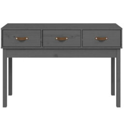 Berkfield Console Table Grey 114X40X75 Cm Solid Wood Pine - thumbnail 3