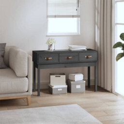 Berkfield Console Table Grey 114X40X75 Cm Solid Wood Pine - thumbnail 1