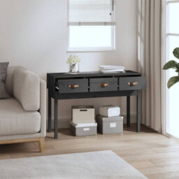 Berkfield Console Table Grey 114X40X75 Cm Solid Wood Pine - thumbnail 6