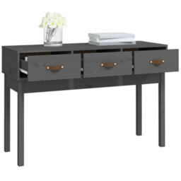 Berkfield Console Table Grey 114X40X75 Cm Solid Wood Pine - thumbnail 7