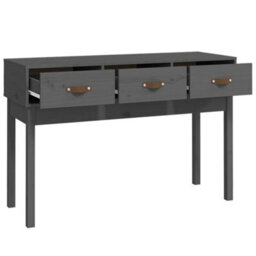 Berkfield Console Table Grey 114X40X75 Cm Solid Wood Pine - thumbnail 4