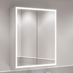 Affine Modern Bathroom Mirror Cabinet Ip44 Rated Led Illuminated Wall Mounted 800 X 700 - thumbnail 2