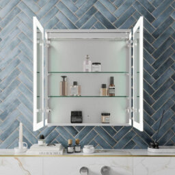 Affine Modern Bathroom Mirror Cabinet Ip44 Rated Led Illuminated Wall Mounted 800 X 700 - thumbnail 3