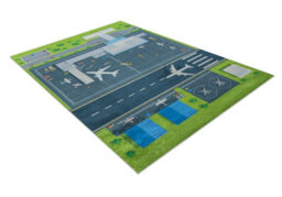 RugsX Bambino 46990 Washing Carpet Airport, Airplanes For Children Anti-Slip - Green 200X290 Cm - thumbnail 3